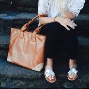 Sseko Silver Leather Crossover Slides